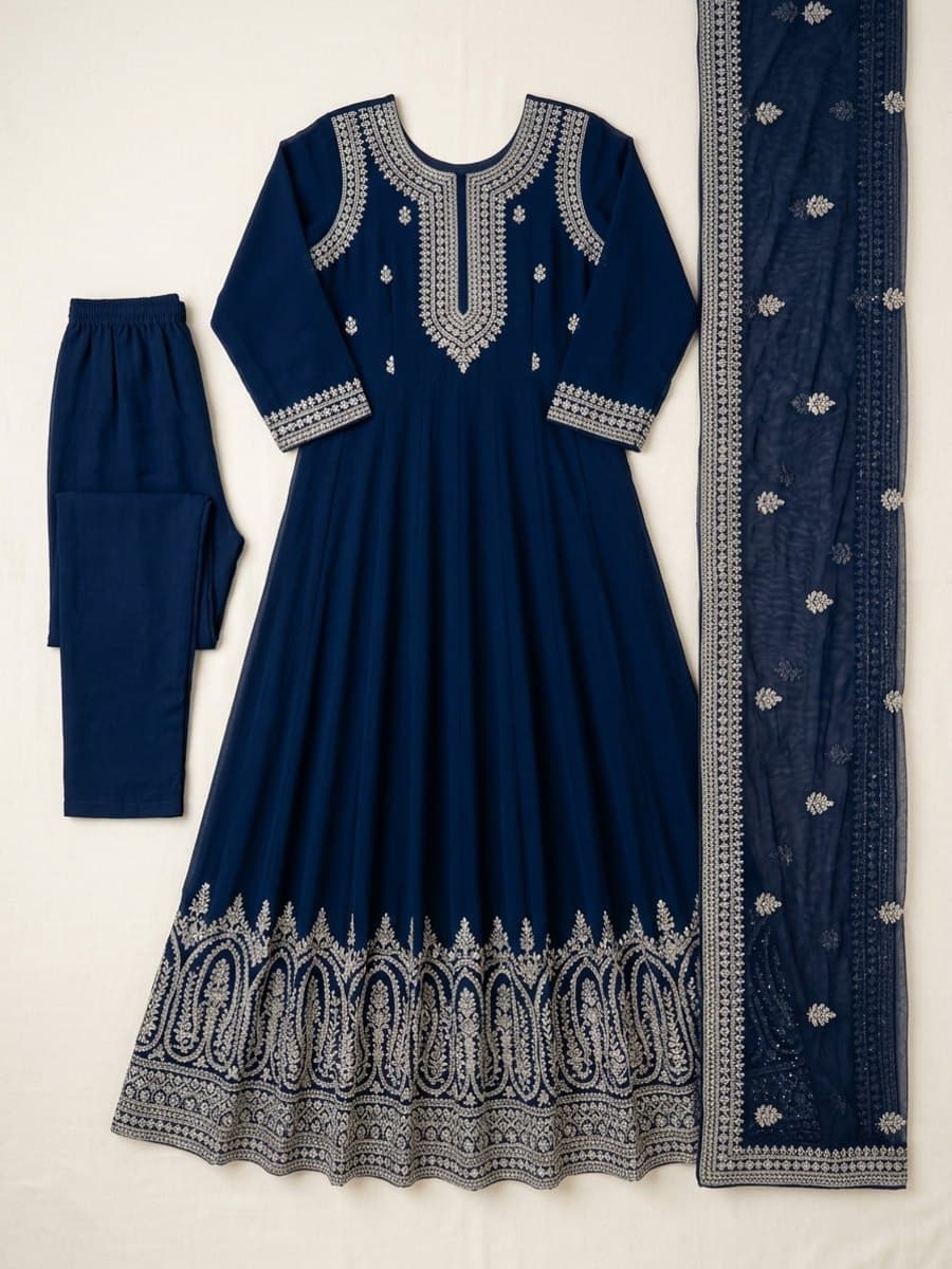 Midnight Elegance Floor-Length Anarkali Suit